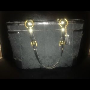 Coach handbag black with baby blue lining